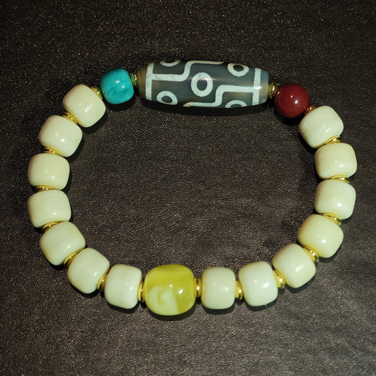 Camel Bone with Dzi Bead Bracelet