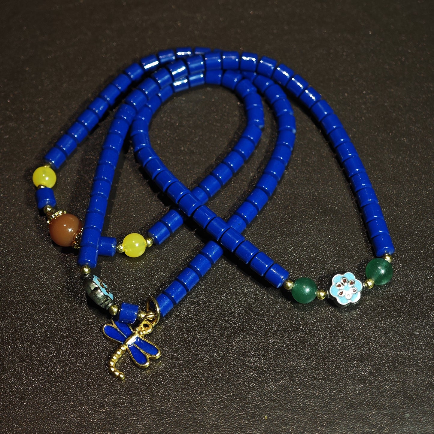 Lapis Lazuli Necklace with Dragonfly Charm