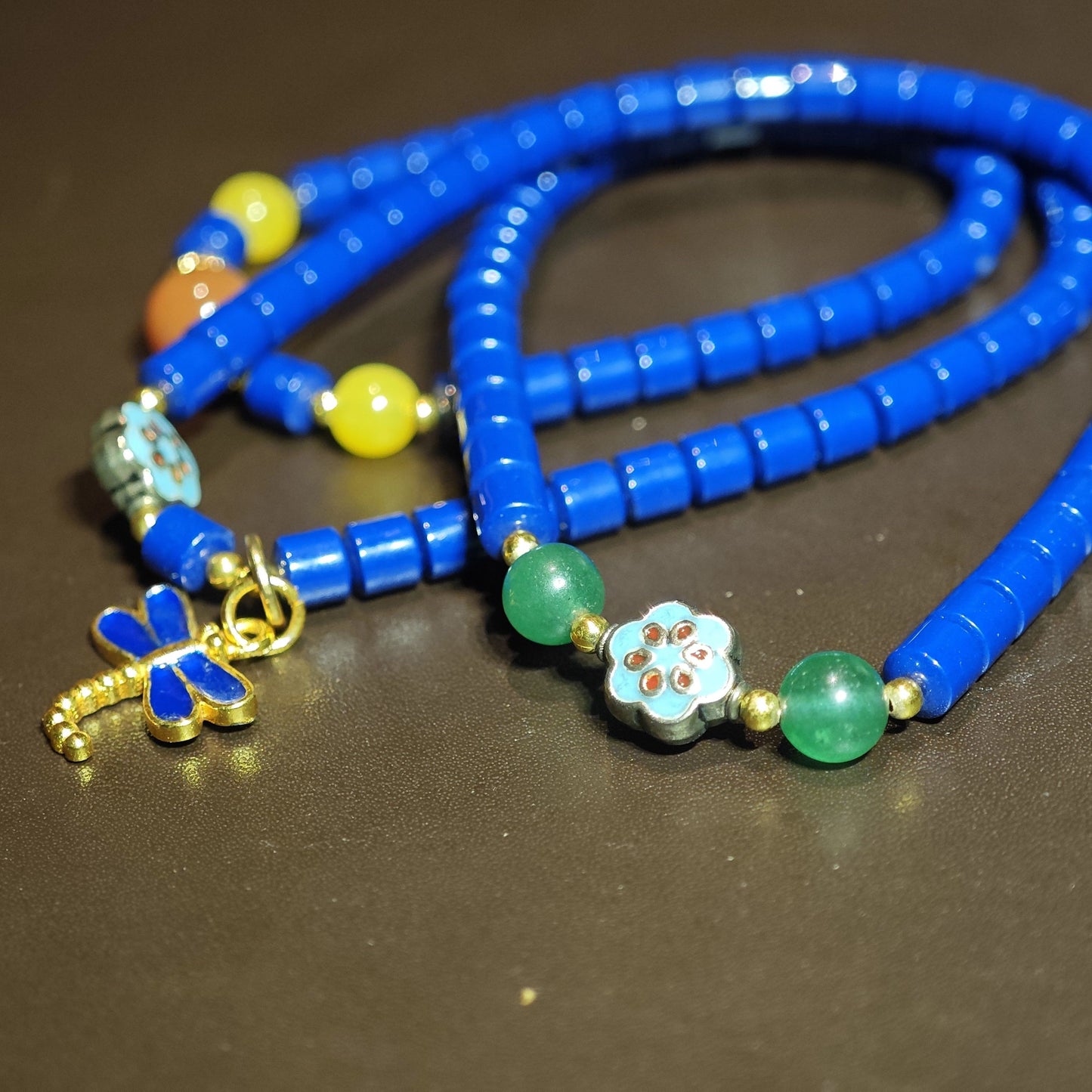 Lapis Lazuli Necklace with Dragonfly Charm