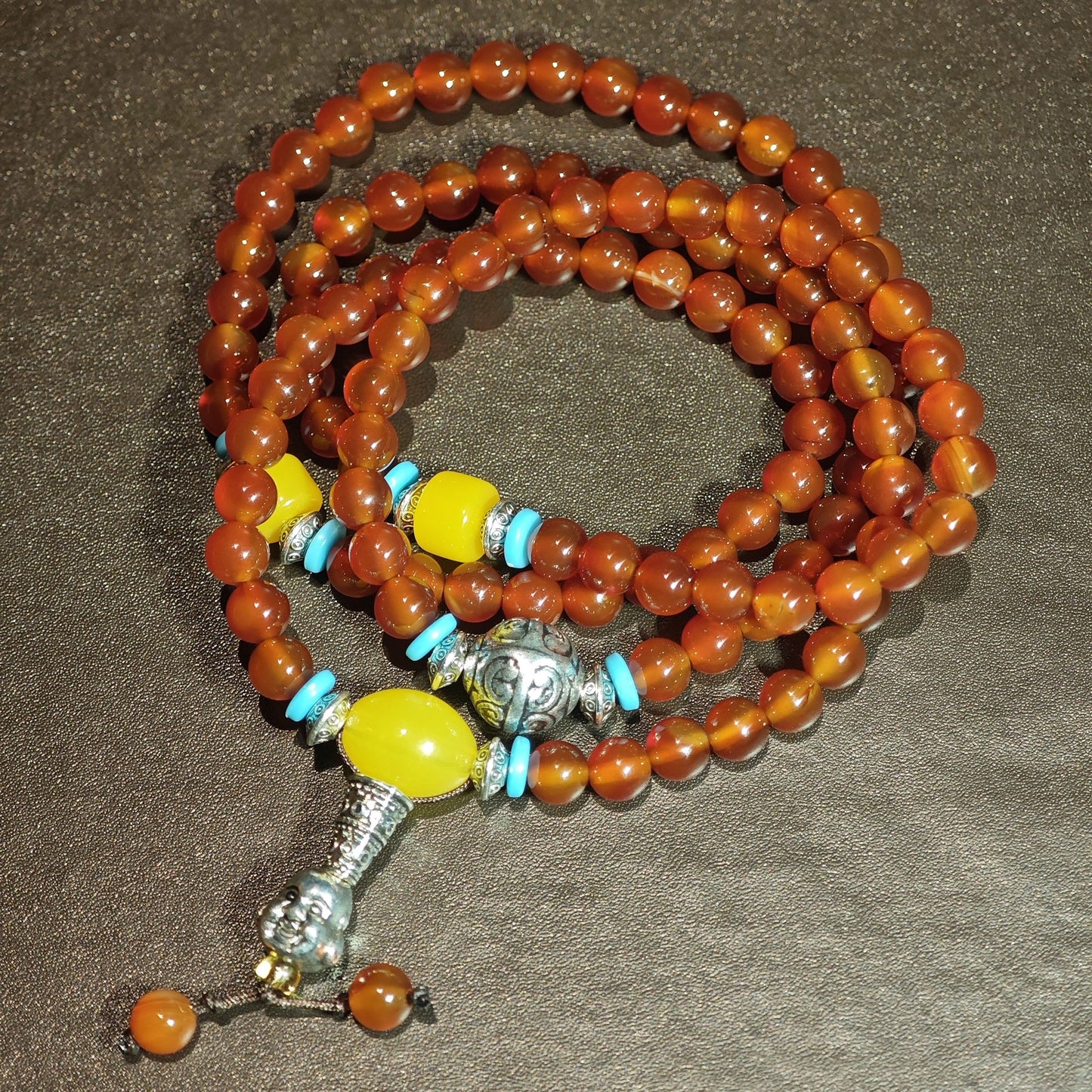 Carnelian Mala with Onyx