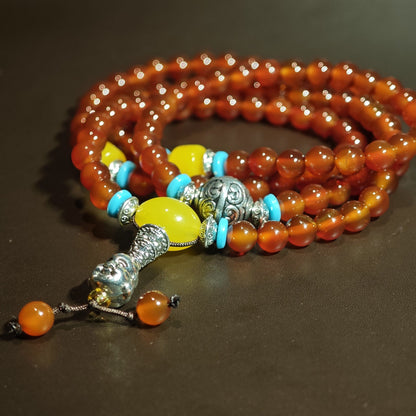 Carnelian Mala with Onyx