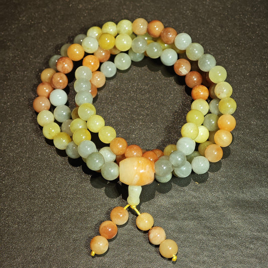 Golden-thread jade Mala