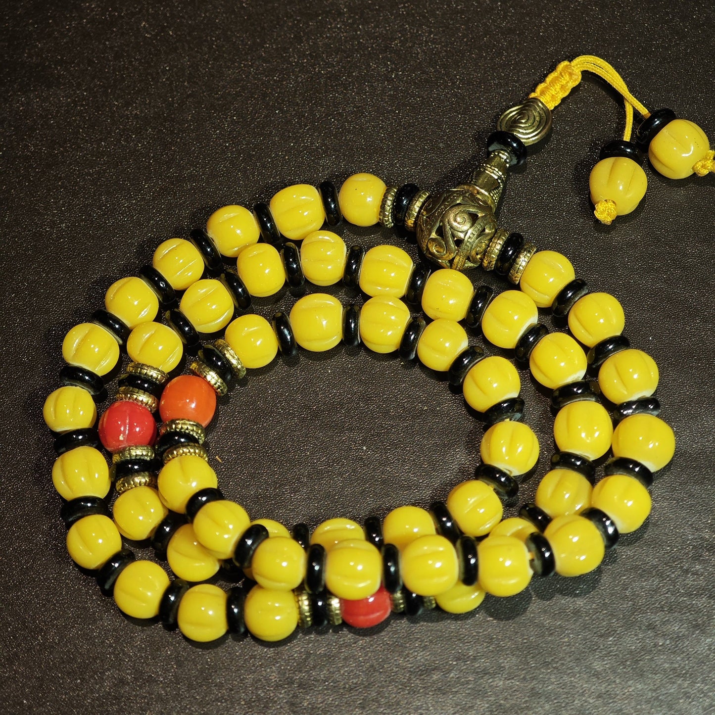 Yellow Sherpa Glass Bead Prayer Mala