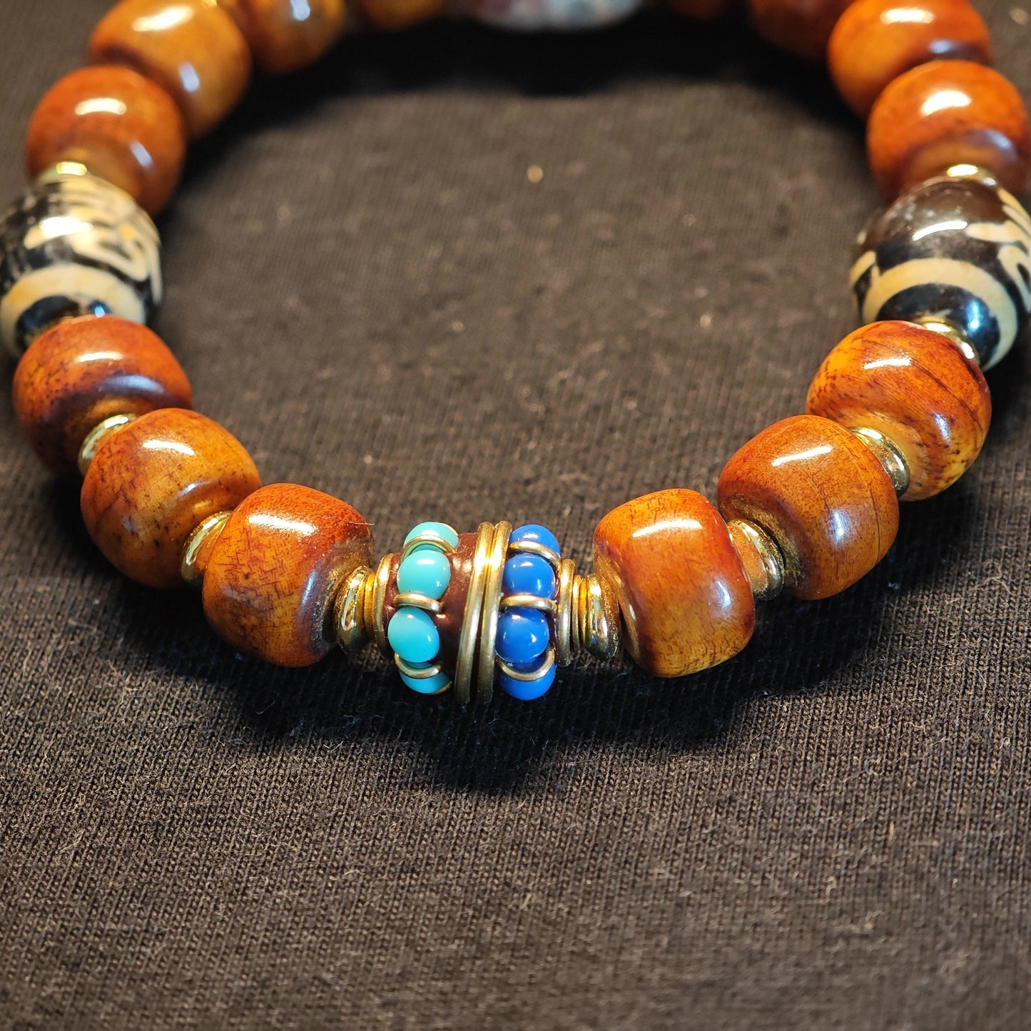 Brown Yak Bone Bead Bracelet