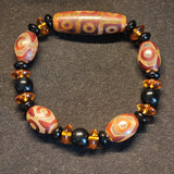 Dzi Bead Bracelet with Amber Accents